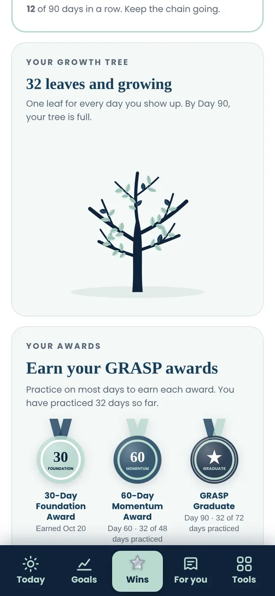 The growth tree in the GRASP App